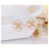 Elegant Fashion Floral Pearl 925 Silver Needle Stud Earrings For Women