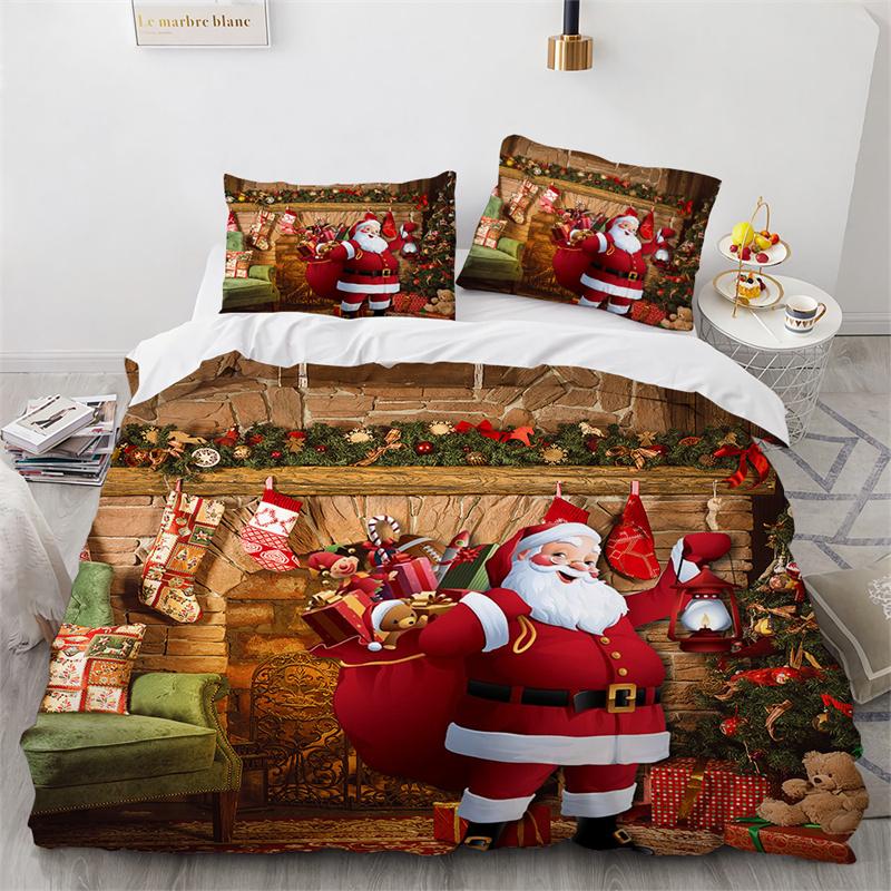 

Merry Chirstmas Santa Claus 3D Print Bedding Set Cozy Duvet Cover King Queen Twin Size Chrisatmas Gift Happy New Room Decor EU Single 135x200cm