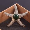 European and American Style Large Diamond-studded Starfish Brooch, Premium Blue Amber Crystal Corsage