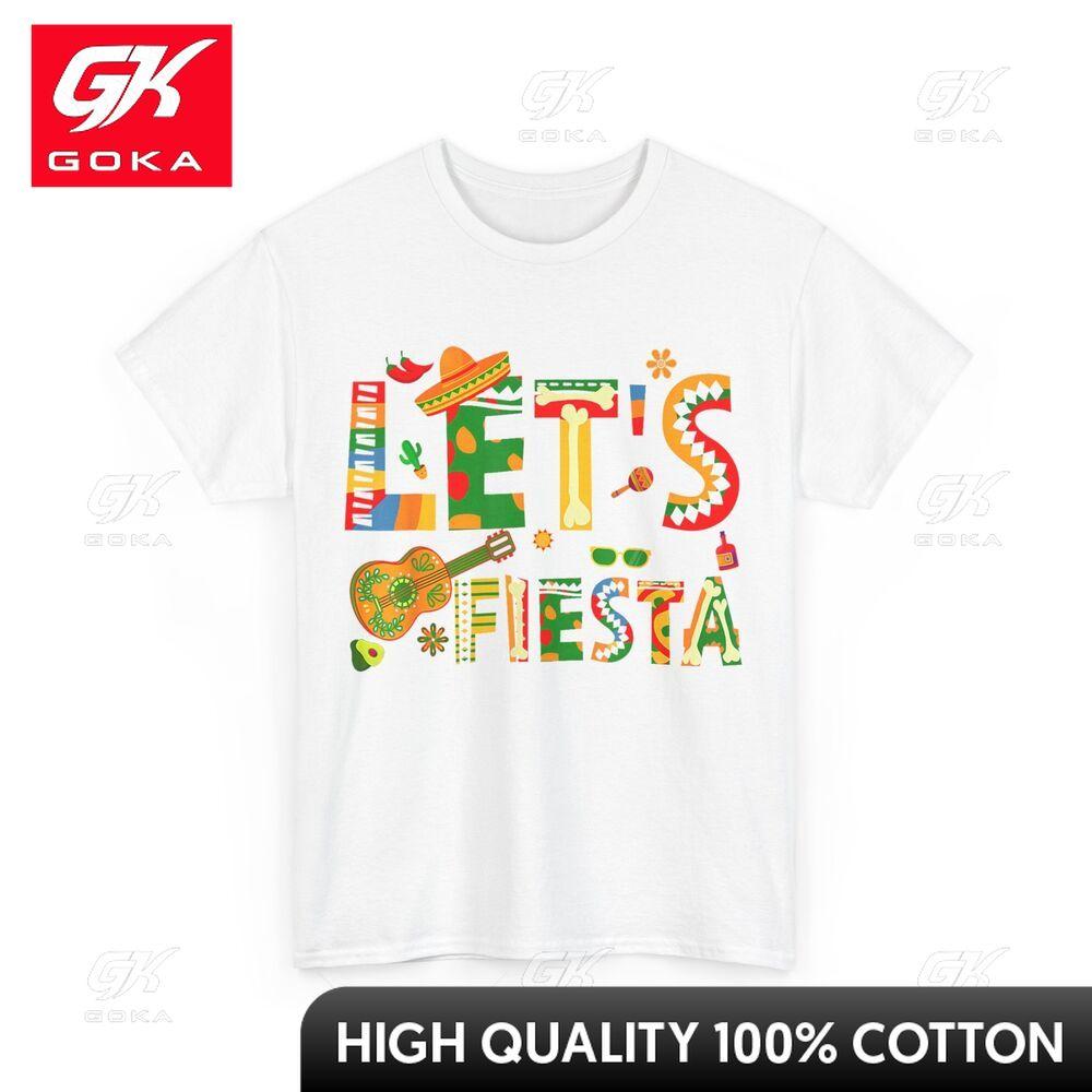 Cinco De Mayo Tshirt Mexico Lovers Lets Fiesta Round Neck Short Sleeves Pure Cotton Printed T Shirt Daily Wear S