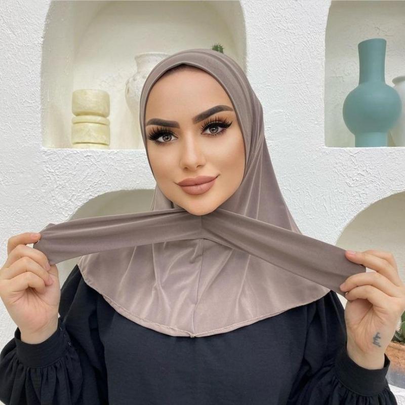 New Instant Jersey Hijab Undercap Hijabs For Woman Muslim Women Hijab Cap Full Cover Snap Fastener Head Wraps Islam Headscarf