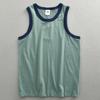 Herren Blau Orange Kontrastbesatz Rundhalsausschnitt Ärmelloses Tanktop