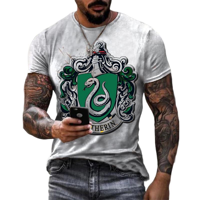 

Men s snake print, animal print clothing, beautiful street clothing, round-neck casual wear.