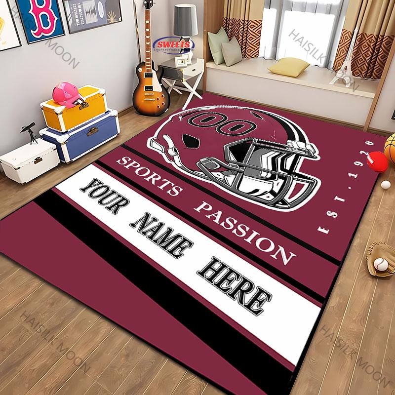 

Custom Football Rug Personalized Carpet with Number Sports Fan Gift for Living Room Bedroom Decor 40x60cm (16x24in)