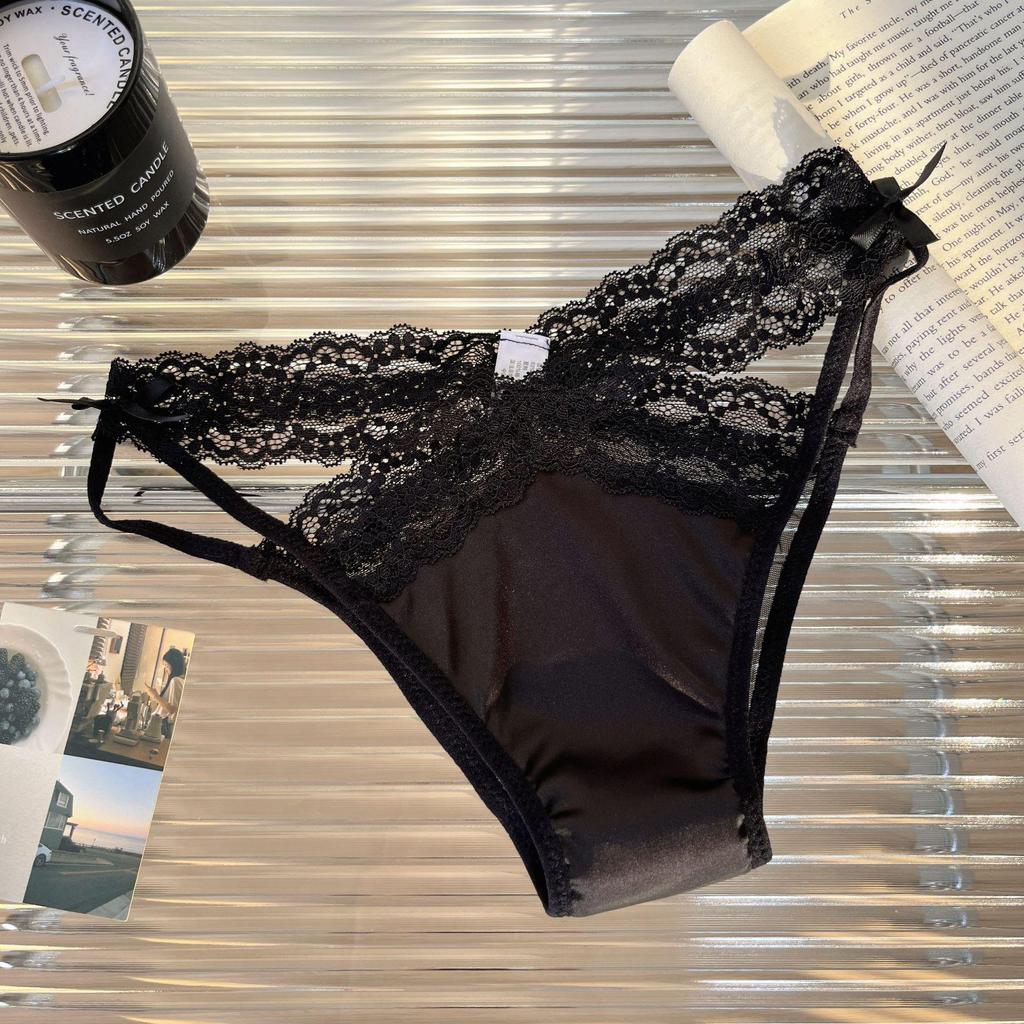 Saténové krajkové kalhotky Colorblock: Sexy bezešvý trojúhelníkový design s výřezy pro ženy