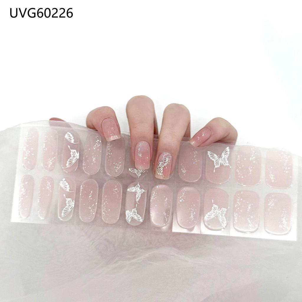 Transparent Nude UV Gel Nail Art Stickers: Semi-Cured, Semi-Baked Manicure Sheets