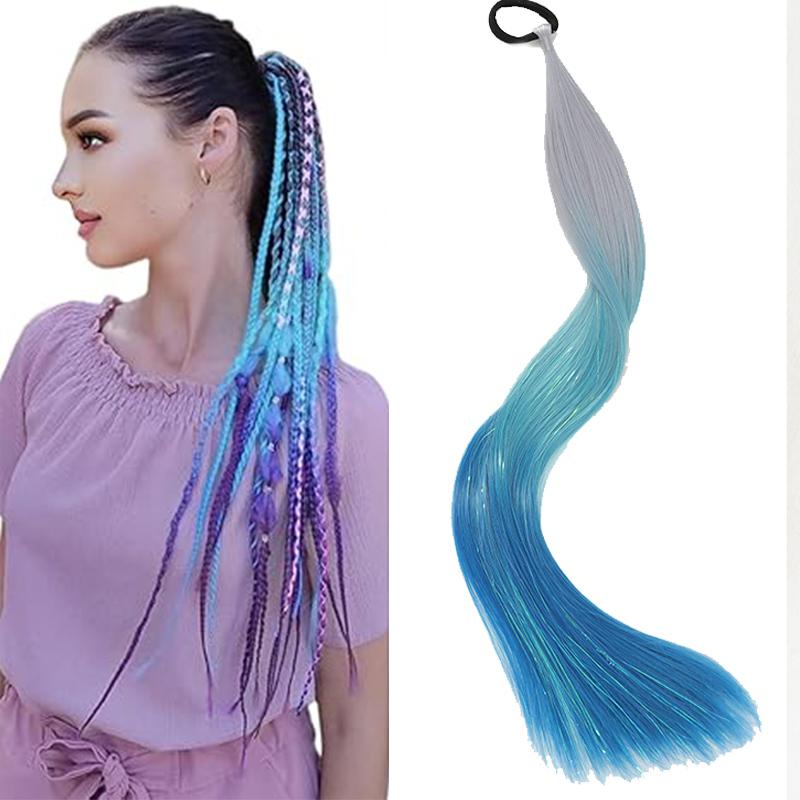 Long Straight Dyed Golden Ponytail Wig Synthetic Ponytail Wig Female Wig Shiny Heat-resistant Easy To Wear Party Use