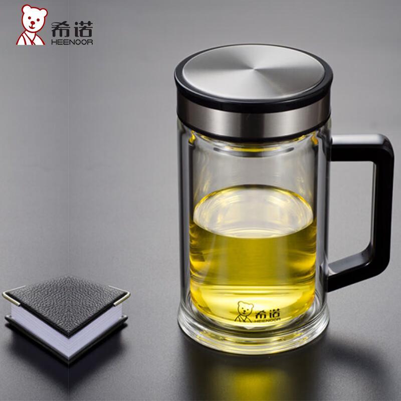 Heenoor Double-Walled Glass Tea Infuser Mug with Handle