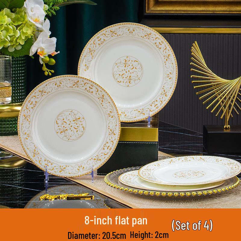 Sun Island Goldrand Bone China Tiefer Teller: Suppen-, Abendessen-, Reis- und Dessertteller - Elegantes Keramikgeschirr.