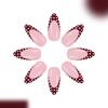 White Polkas Dot French Manicure False Nail Wine Red Almond Shaped Press On Nail 24PCS Durability Design Easy Application