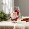 Cute Winter Beverage Cup Christmas Stemless Glass Cup, Santa Claus Decorative Drinking Glass, Holiday Party Souvenirs Transparent Water Mug