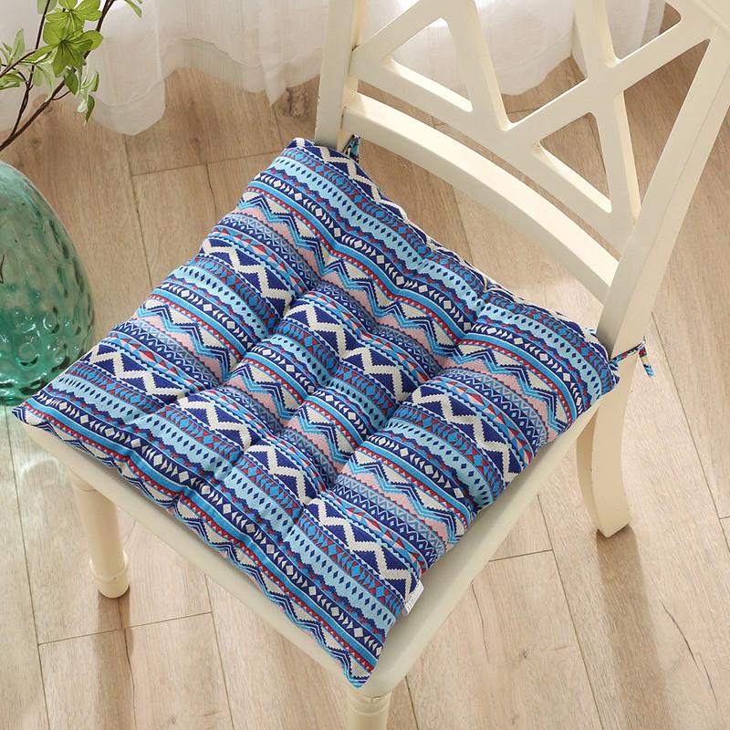 1PC Seat Padded Outdoor Sofa Cushions Indoor Pillow Square Linen With Anti-skid Strap Chair Cushion Printed