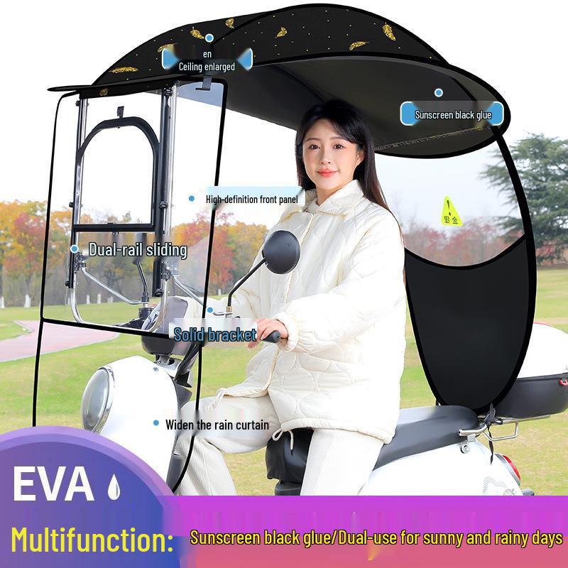 Sonnenschutz für Elektroauto & Fahrrad: Regenfestes Verdeck & Schirm für Motorräder & Dreiräder