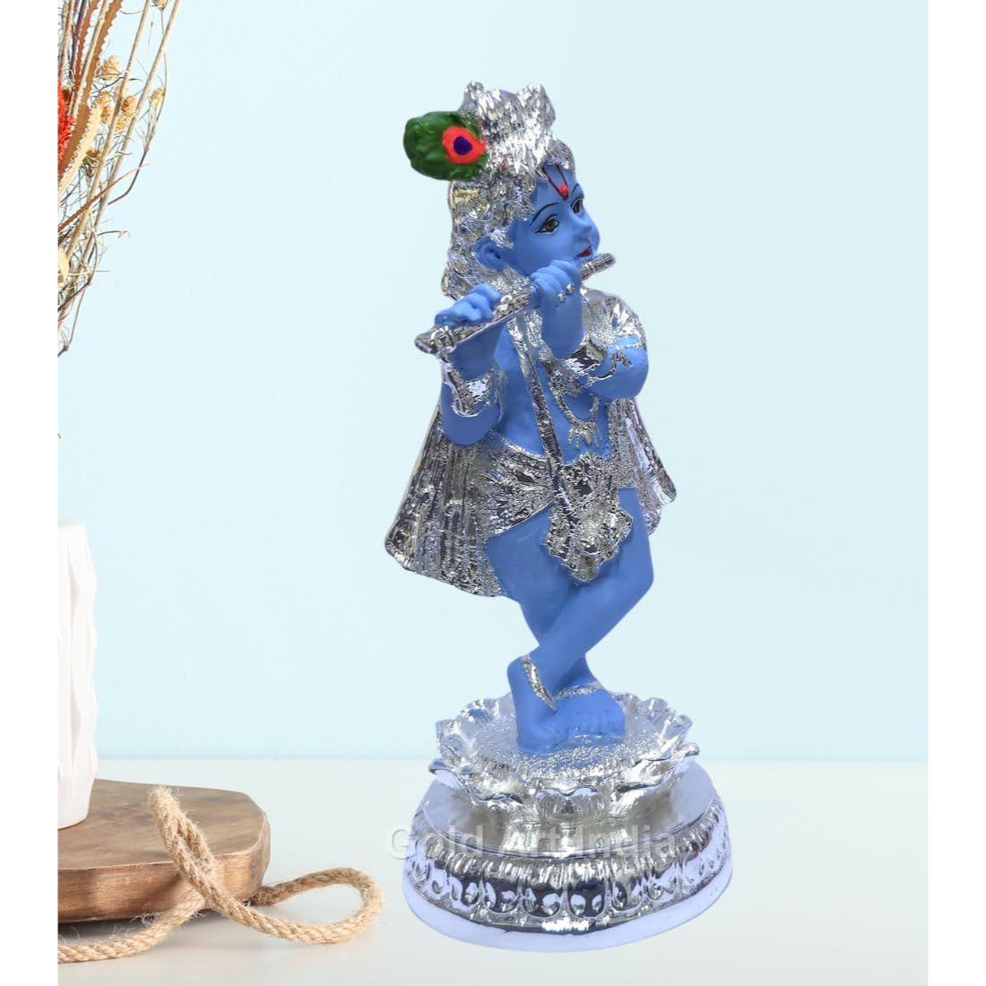 

Стоящий Кришна, играющий на бансури | Кришна джи для Пуджи и в подарок | Идол Кришнаджи для домашнего декора (5.8 X 2.5), религиозный