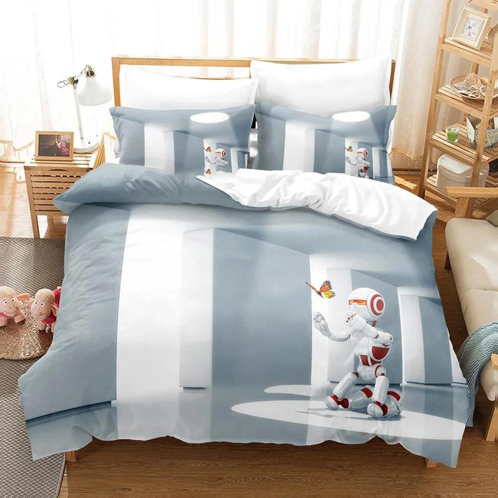 

Fashion Sci Fi Robot Anime Bedspread Single Twin Full Queen King Size Bed Cover For Adults Boys Bedroom Quilt Cover Pillowcase EU single(135x200cm)
