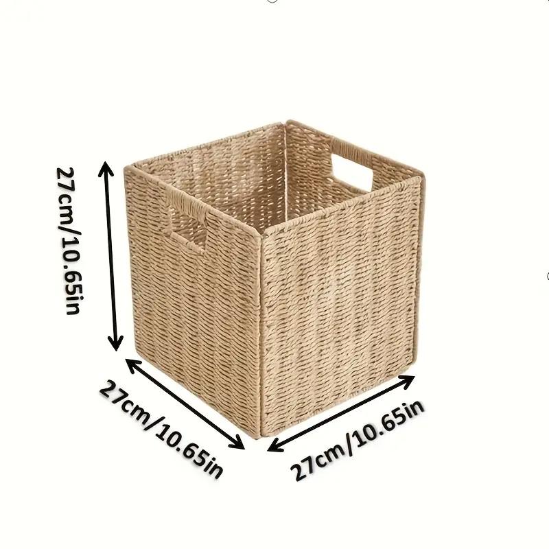 Плетеная корзина ручной работы Кубические корзины для мелочей Органайзер для игрушек Шкаф для одежды Хранение грязной одежды Складной ротанговый контейнер для хранения