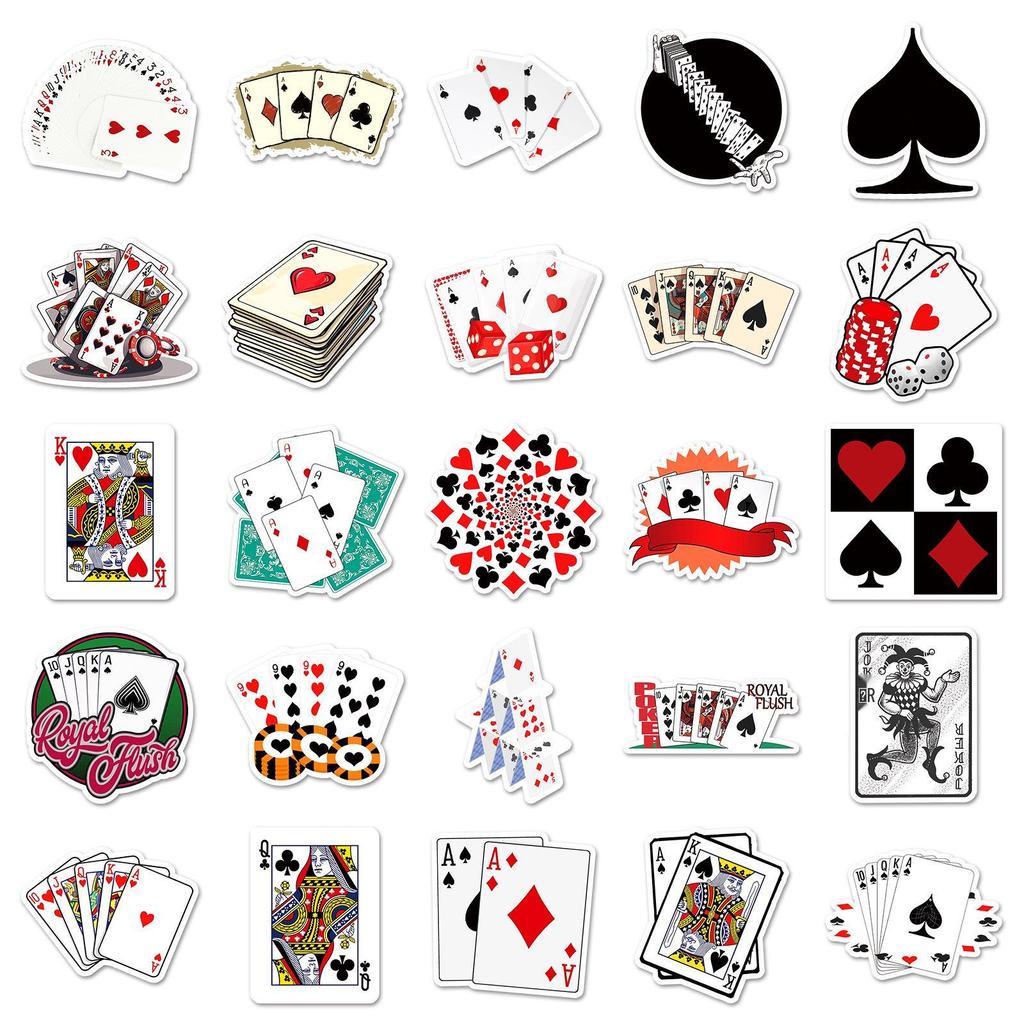 50 Poker Card Stickers: Trendy Waterproof Graffiti for Suitcases, Computers, and Notebooks