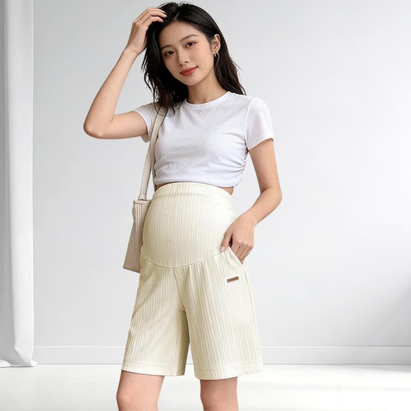 

Summer Maternity Capri Pants: Lightweight, Loose, High Elastic, Non-Slip Support M (Below 115 lbs) абрикосовий