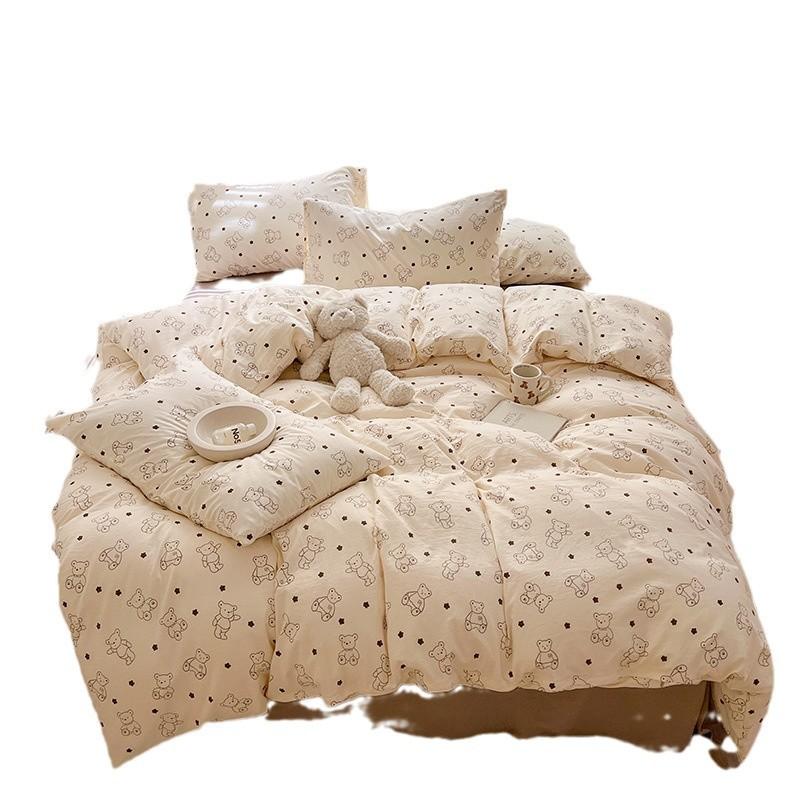 Class A Sleeping Naked, Maternal And Infant Grade Four-Piece Set, Pure Cotton Dormitory 3Pcs Set, Washed Cotton Quilt Cover, Bed Hat Model