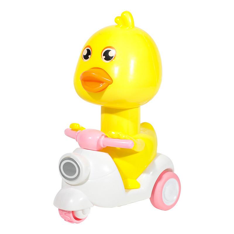 Kunststoff-Rückzieh-Kinderspielzeugauto mit Cartoon-Enten-Design zur Entwicklung motorischer Fähigkeiten und für Eltern-Kind-Spiel