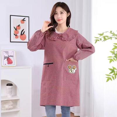Chic Korean-Style Long Sleeve Apron: Stain Resistant, Dustproof Kitchen Workwear