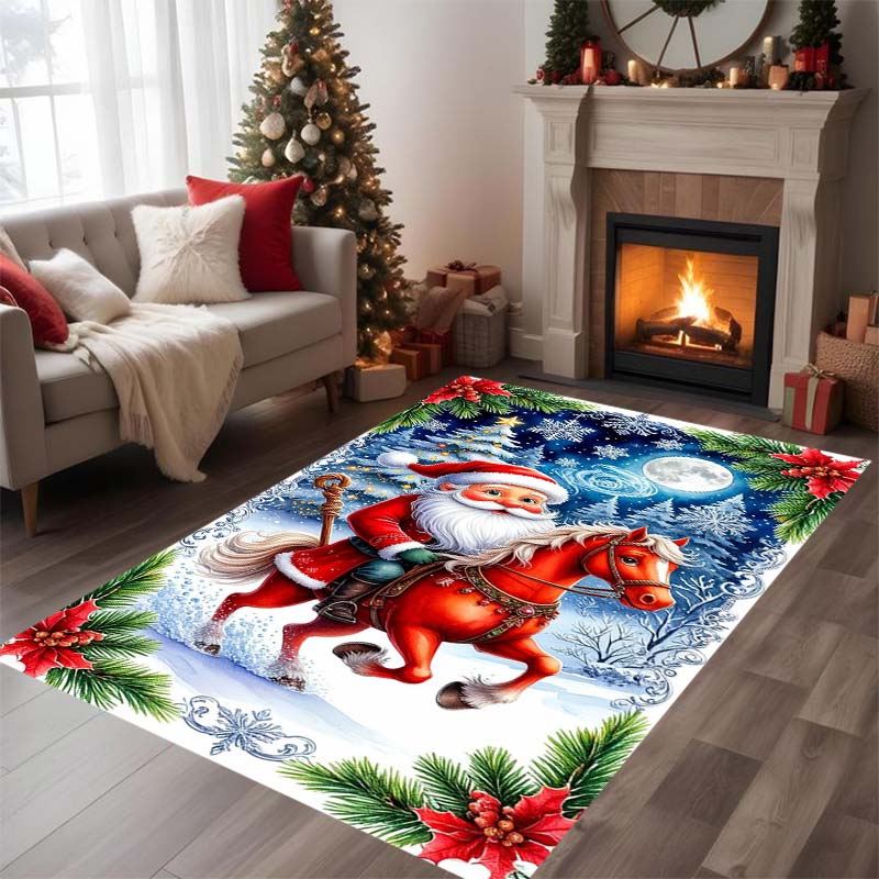 Festive Santa Claus Rug To Spread Joy, Yoga Mat, Living Room Decor, Children's Activity Mat, Doormat, Play Mat