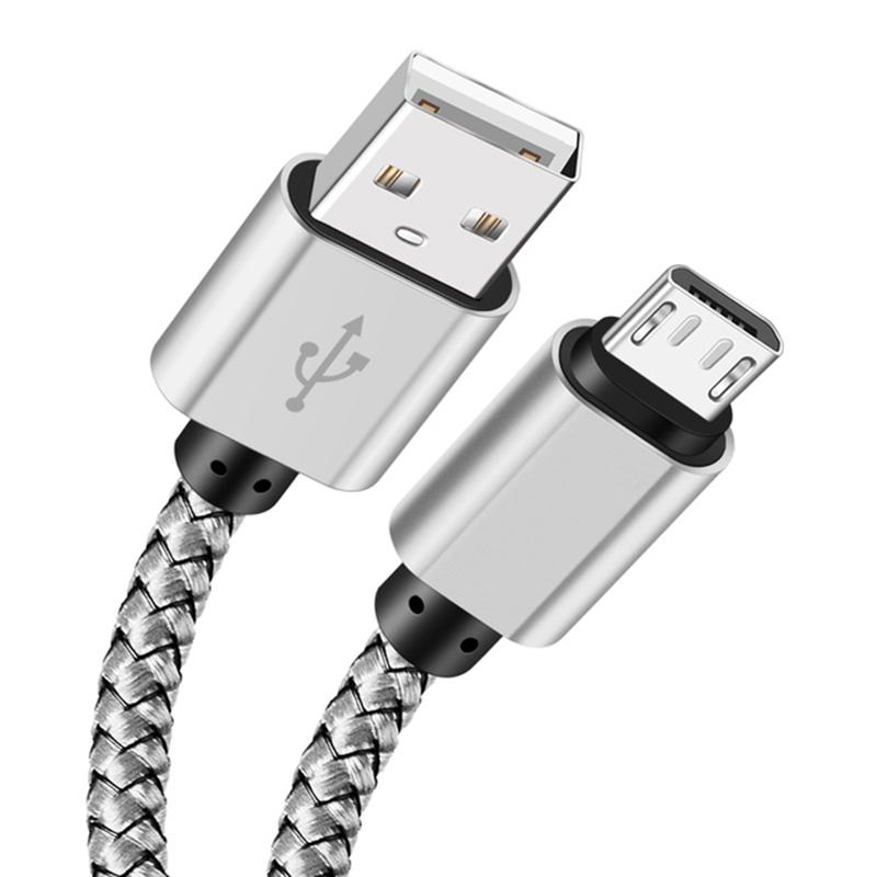 Nylon Braided Micro USB Cable Data Sync 2A Fast Charging 1M 2M 3M Charger Cable For Samsung Huawei HTC Android Phone USB Micro