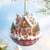 Acrylic Coffee Cup Ornament 2D Art Keychain Pendant Christmas Snow House Pendant Decoration Christmas Tree Pendant Decoration
