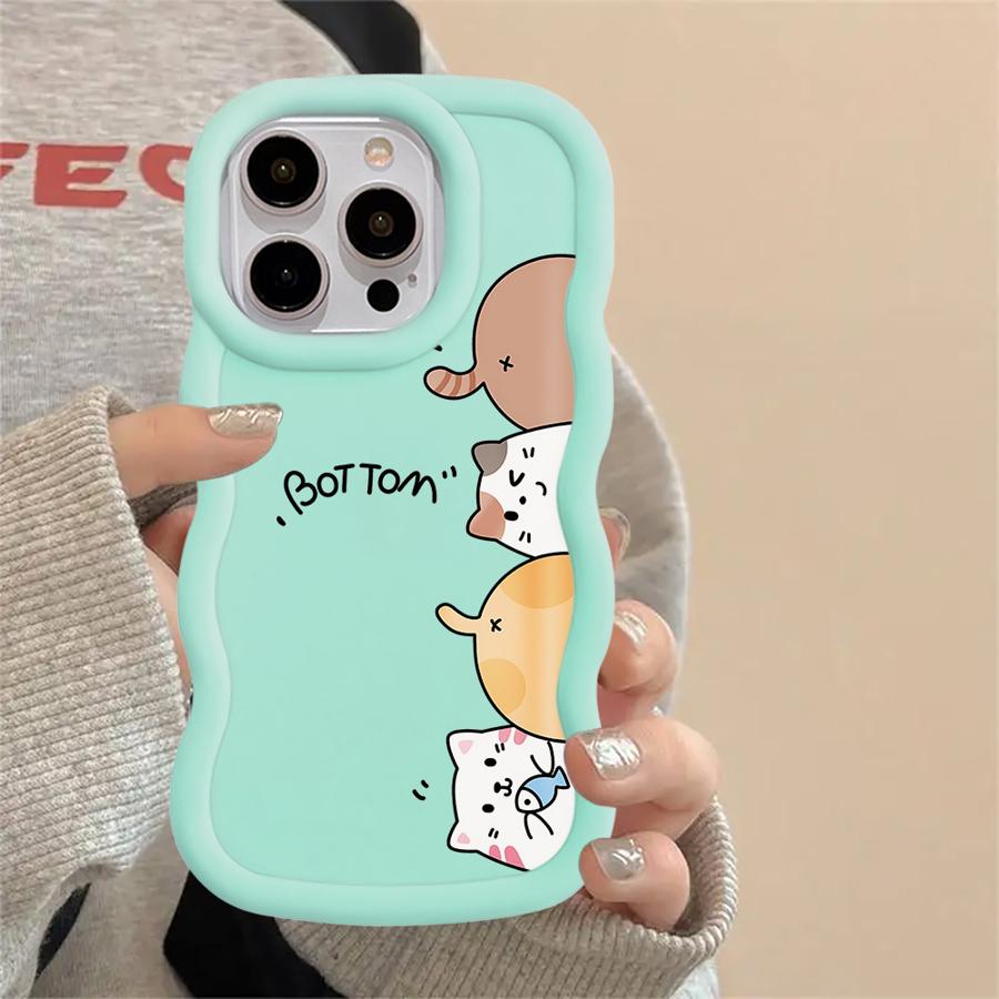 Case for iPhone 8 17 Air 12 13 11 14 16 Pro Max XR 15 Plus Soft Phone Cover Cute Cartoon Cat