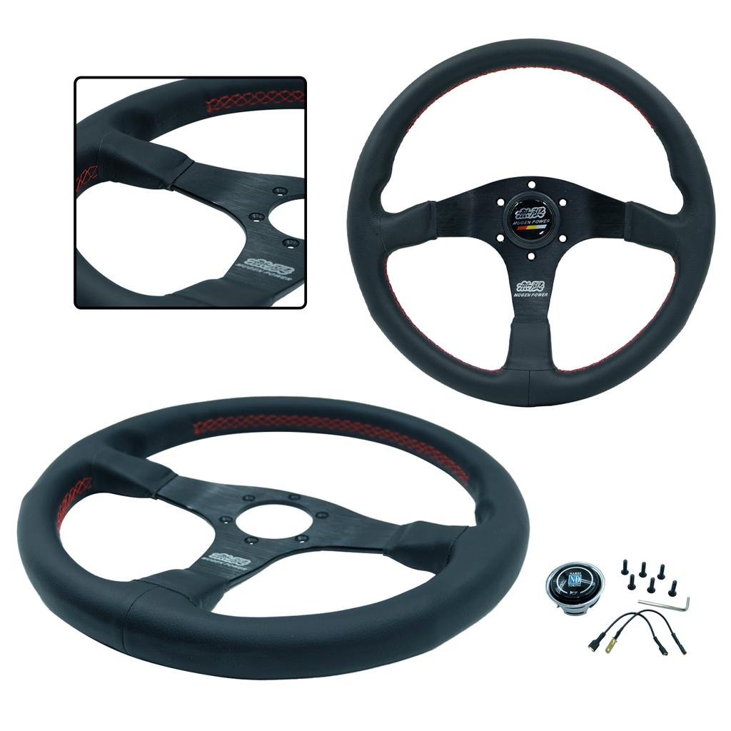 Modification de Voiture Volant de Course en Cuir Daim, Sport de Compétition 14 pouces Mugen Plat Universel