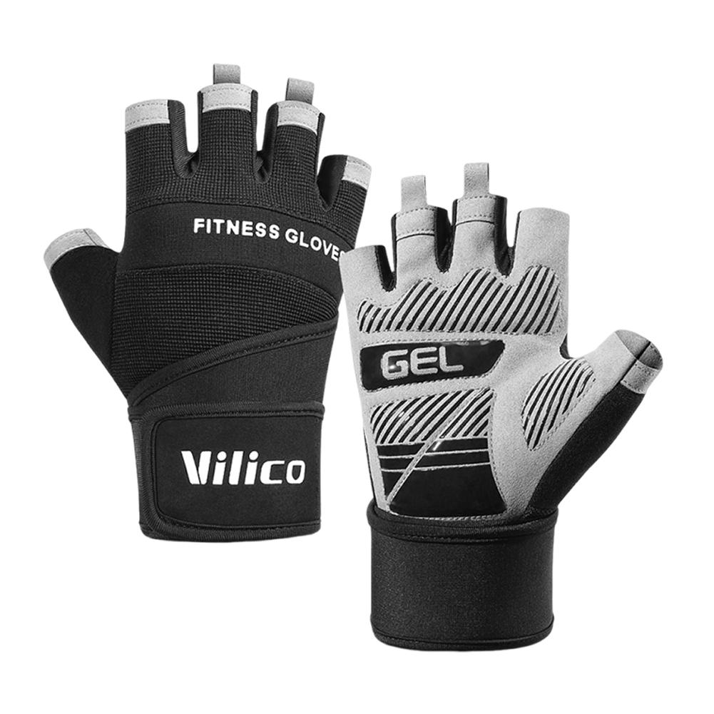 

Half Finger Gym Gloves Anti-Slip Weightlifting Gloves Wear Resistant Fitness Gloves with Wrist Support for Full Palm Protection M чорний