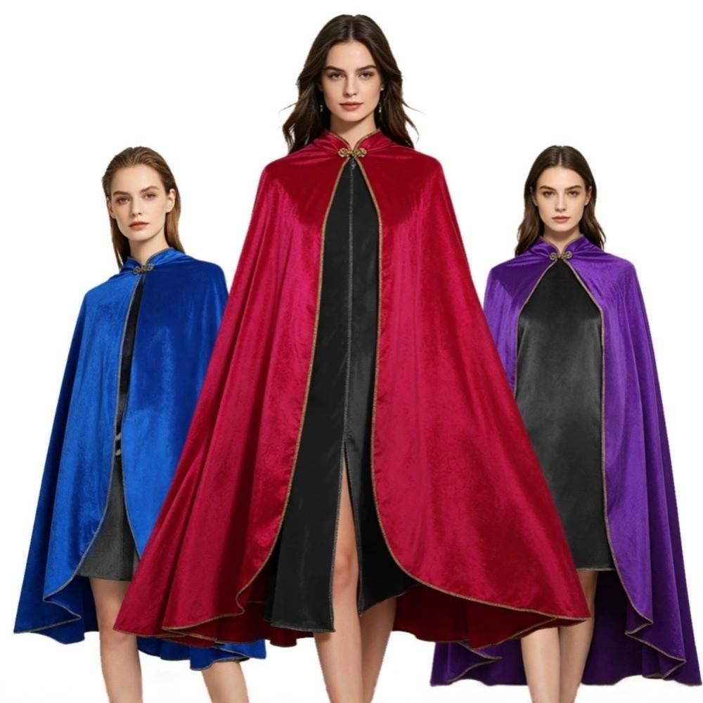Washable Durable Halloween Cloak Solid Color Velvet Cape Funny Gothic Costume Cape Queen