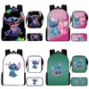 Lilo Stitch Kids Waterproof Backpack Set Oxford School Bag With Pencil Case For Elementary Students