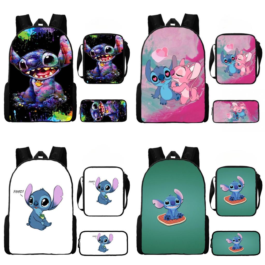 Lilo Stitch Kids Waterproof Backpack Set Oxford School Bag With Pencil Case For Elementary Students