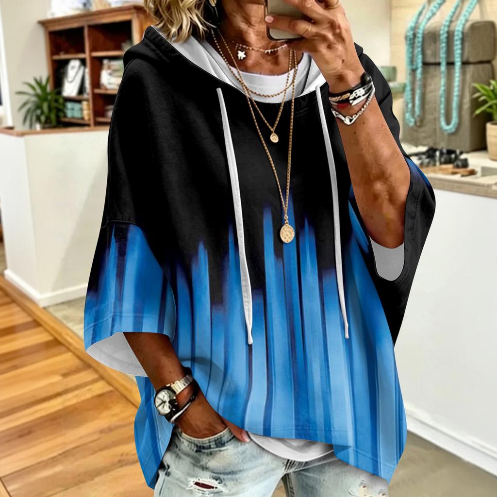 Women's Vintage Floral Print Drawstring Hoodie Loose Fit Casual Sweatshirt Top