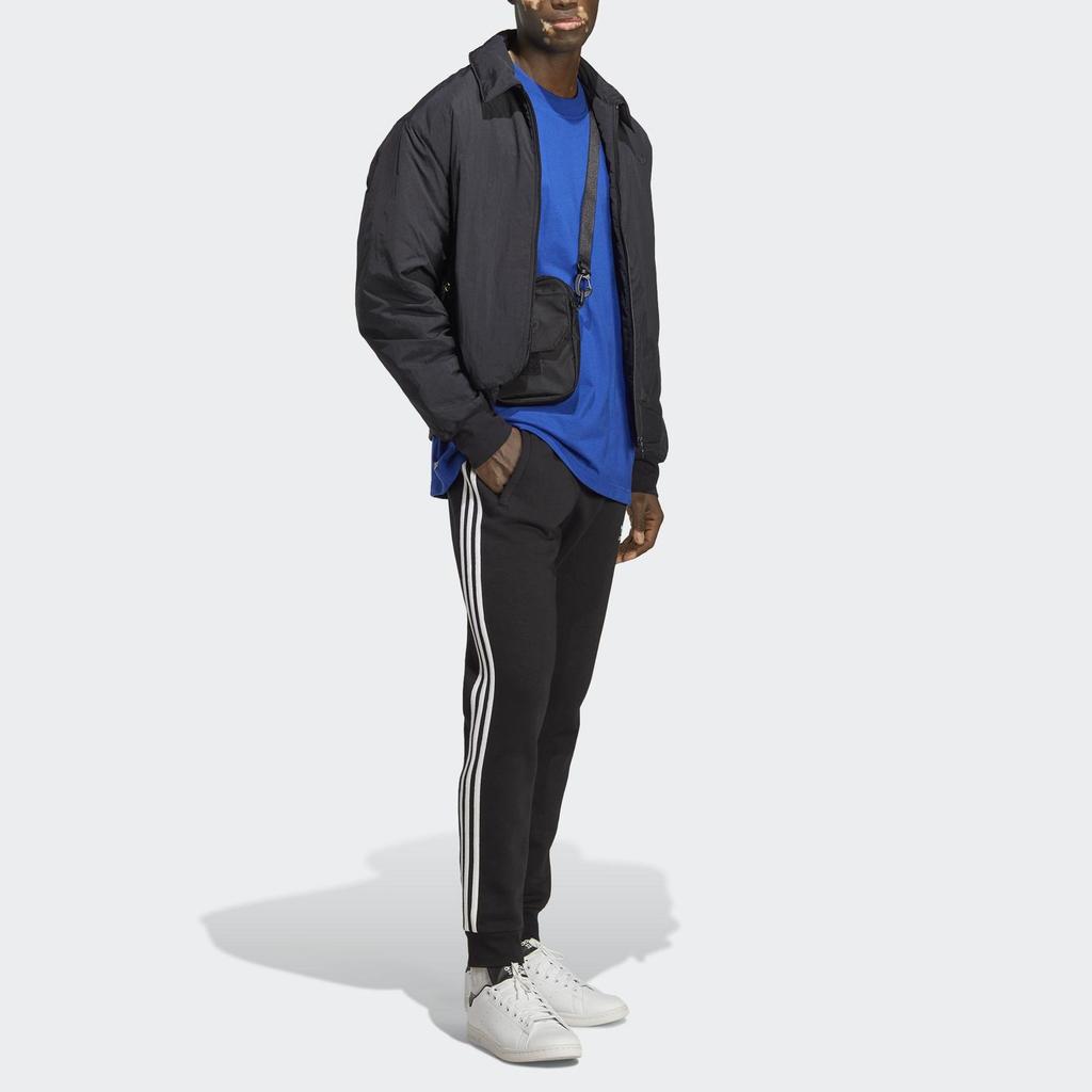 Adidas Originals Solid Color Logo Print Crew Neck T-Shirt Men Tops Treasure-Blue IC7412