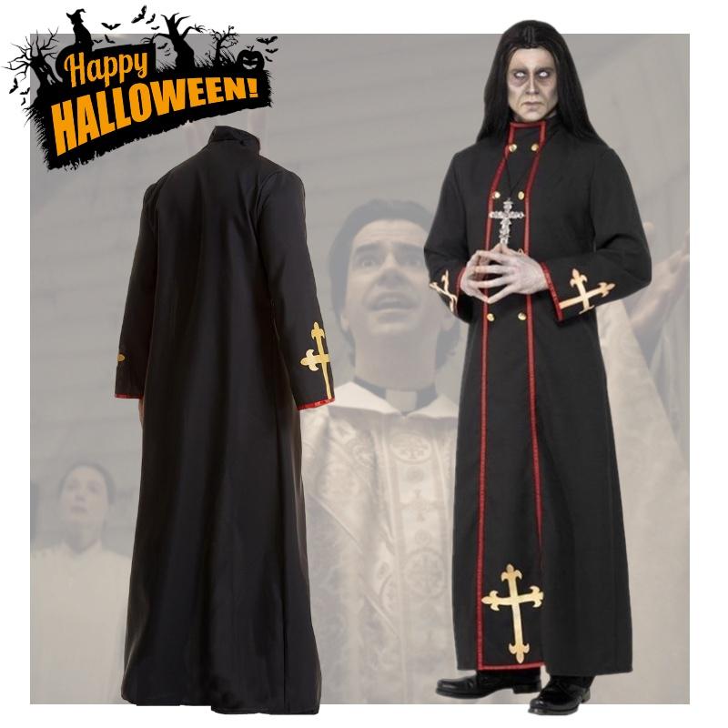 Robe Medieval Priest Cosplay Costume Party Halloween Roleplay Outfit Events