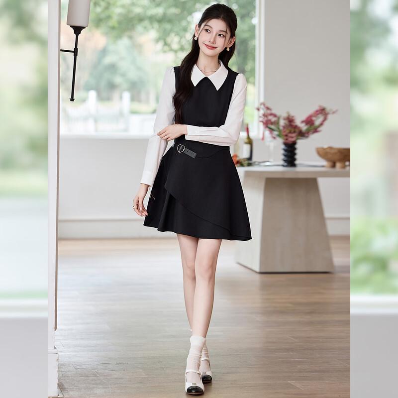 Elegant Faux Two-Piece A-line Shirt Dress