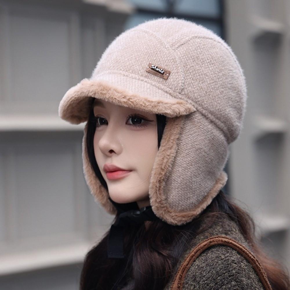 Casual Windproof Winter Hat Thickened Velvet Lining Faux Fur Hat Warm Earflaps Hat For Women