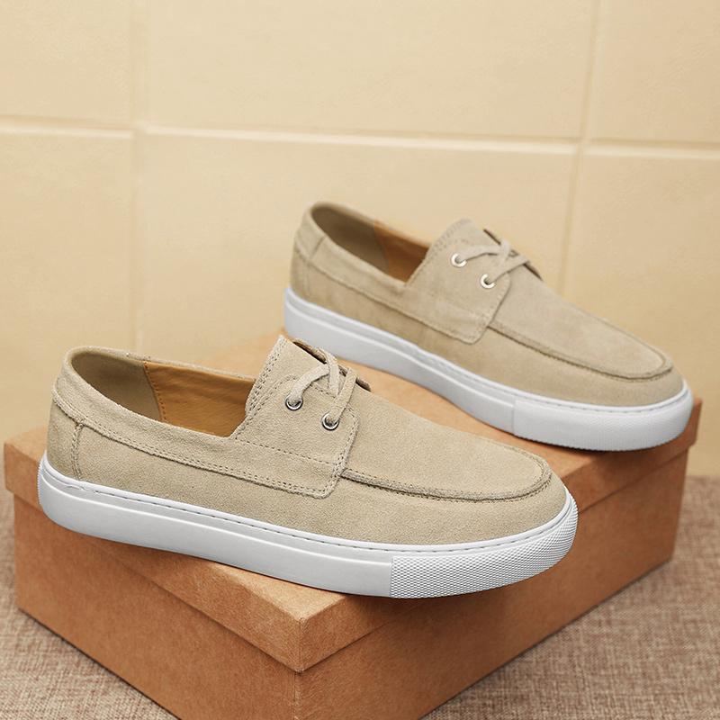Fashion Spring New Top Layer Pigskin Inner Sports and Leisure Shoes Fashionable Brand Men's Comfortable Thick Soled Suede Casual Loafers