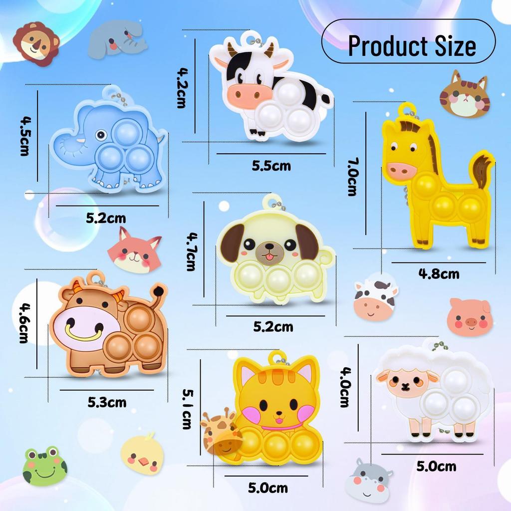 Pioneer Rat Bubble Keychain Set: Epoxy Resin Pop-It Stress Relief Toy & Animal Pendant
