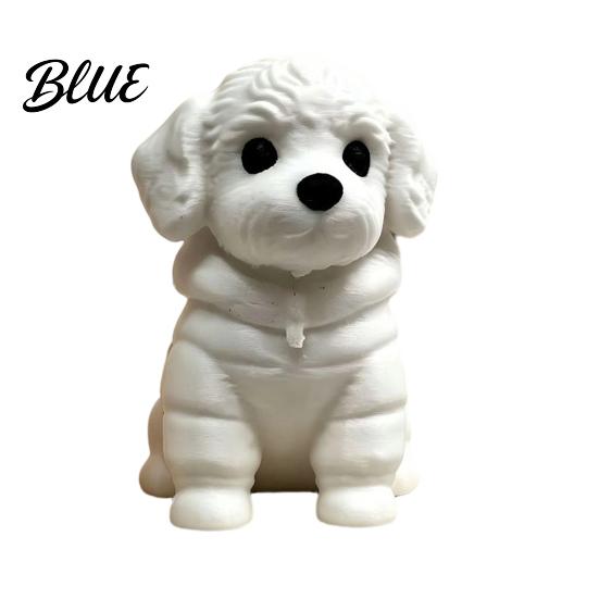 Modern Dog Ornament 3D Printed Sitting Figurine, Mini White Statue for Desk Plastic Puppy Decoration Decor, Animal Shape Home Office Bookshelf