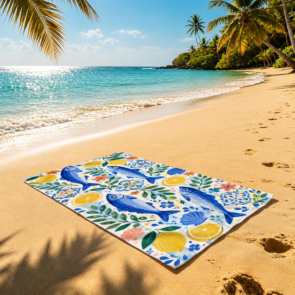 Mediterranean Style Towel Beach Blanket Towel For Travel Gym Shower Luxury Lightweight Camping Pool Tropical Cute