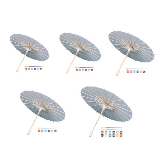 Weißer Papierregenschirm mit Pinselpigment DIY Malregenschirm Dekor Handgefertigt Chinesischer Geölter Papierregenschirm mit Holzgriff