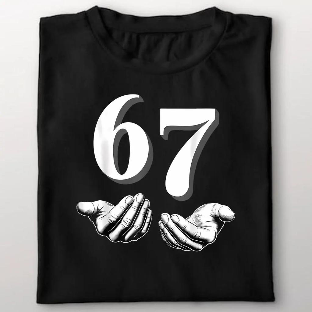 FrühlingSommer Neu Herren und Damen Bruh 67 Meme Steal A Brainrot Pixelmuster Bedrucktes Baumwoll Freizeit Kurzarm T-Shirt