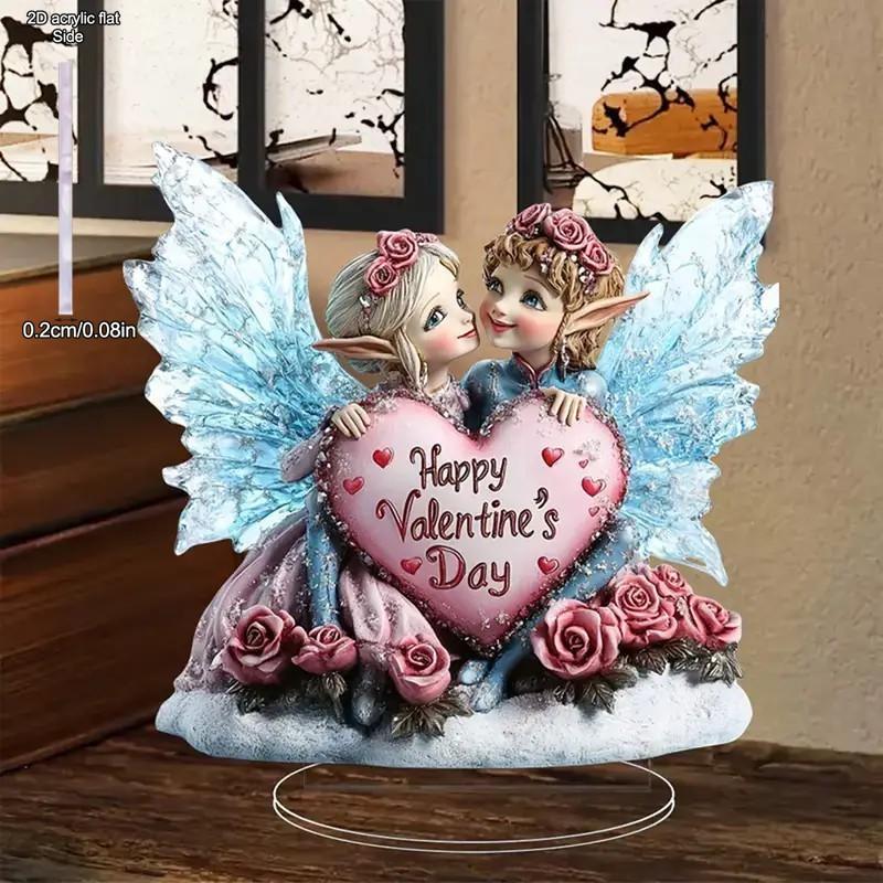 

Valentine s Day Blue Elf Heart Decorations, Acrylic Table Top Decor, Office TV Cabinet Desktop, Home Decoration Ornaments, Nurseries, Home Desk Livin 20*19cm