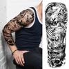 1 Foglio Tatuaggi Temporanei Finti Manica Lunga Per Donne Uomini Leone Tigre Fiore Lupo Maori Tatuaggio Adesivo Braccio Gamba Trasferimento ad Acqua Fai da Te