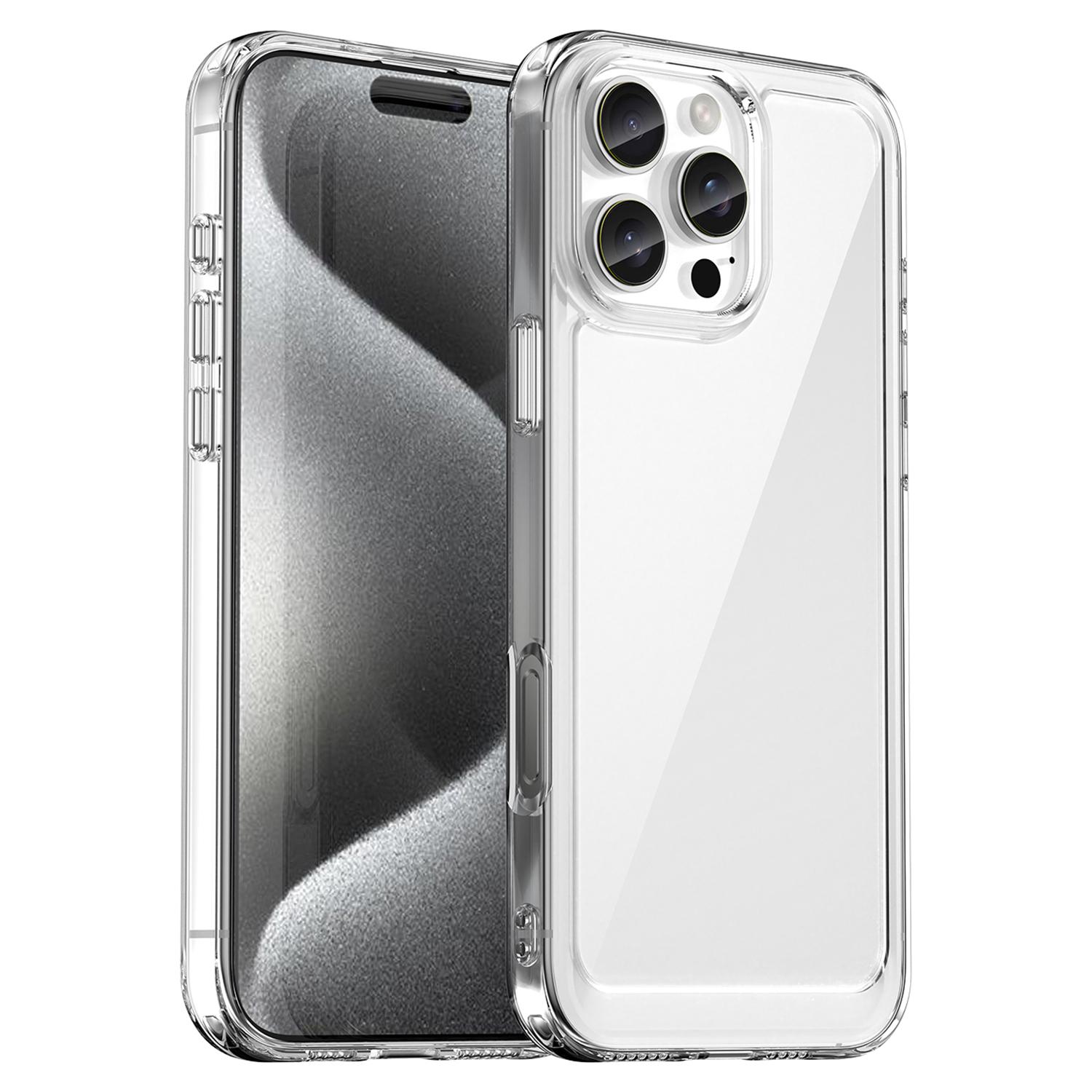 

For iPhone 16 Pro Max Case TPU +Acrylic Shockproof Protective Clear Phone Cover Transparent