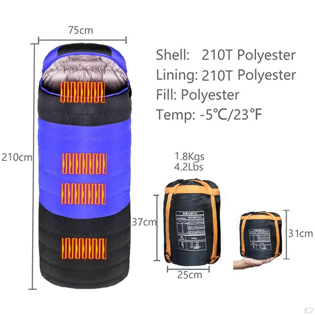 Compact Heated Sleeping Bag USB Winter Waterproof Warm Soft for Hiking