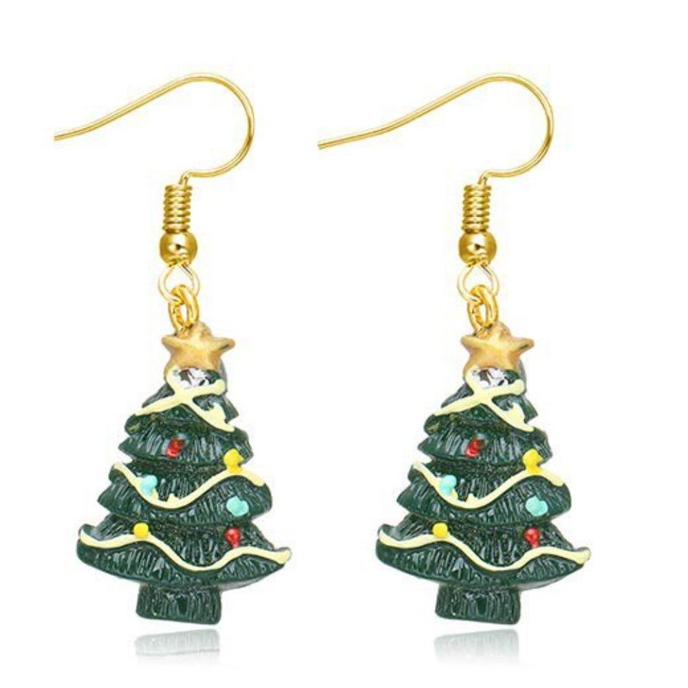 Christmas Santa Snowflake Earrings Cane Candy Bells Elk Earrings Christmas Hat Earrings